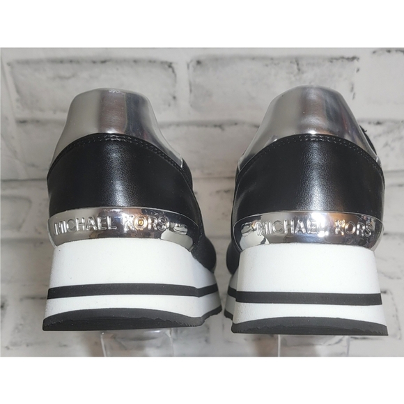 Michael Kors Black Monique Platform Sneakers Canvas Trainer Shoes Size 8.5M New - Picture 3 of 8